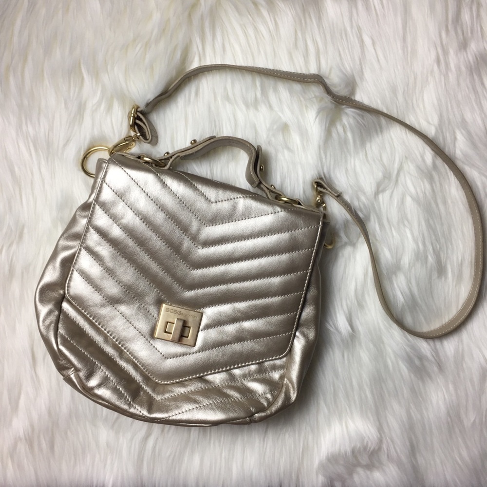BCBG Gold Metallic Shoulder Purse Bag
